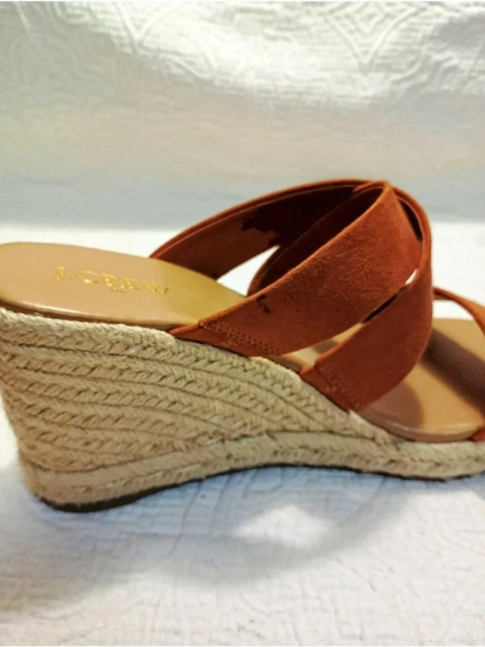 J.Crew Womens Tan Suede Espadrille Platform Wedge Sandals Size 8.5 Textile Upper